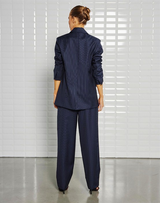 Valentina WBL Striped Bukser - Midnight Blue Pinstripe